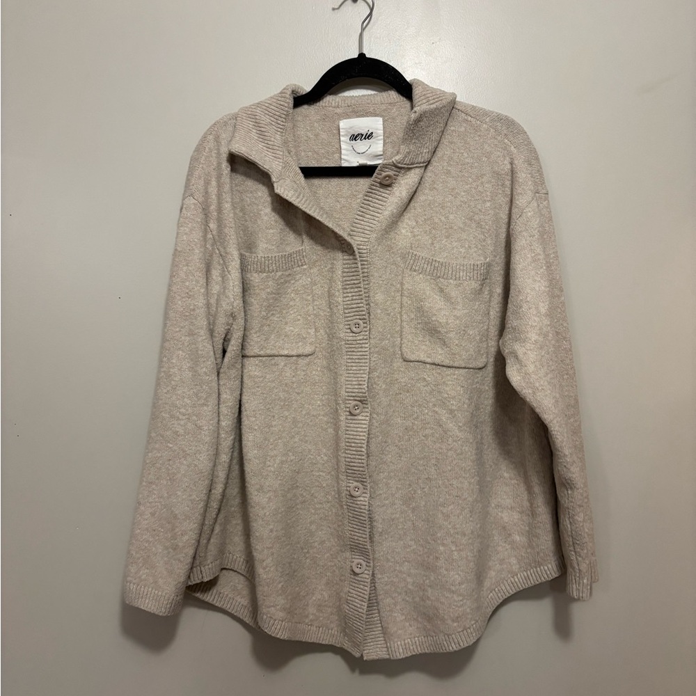 Aerie Cream Button-Up Jacket